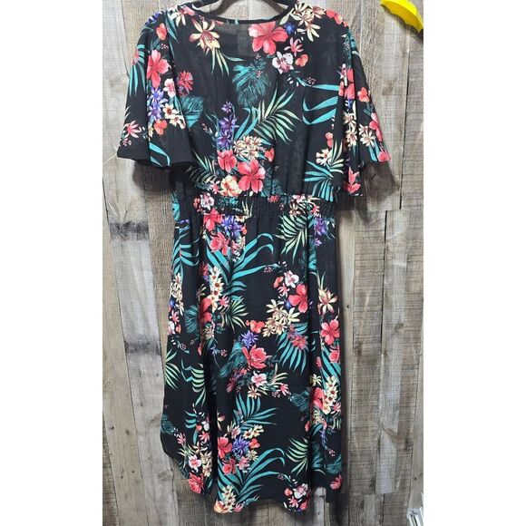 Haute Project Black Floral Mullet High Low Duster Maxi Cardigan - Picture 2 of 3